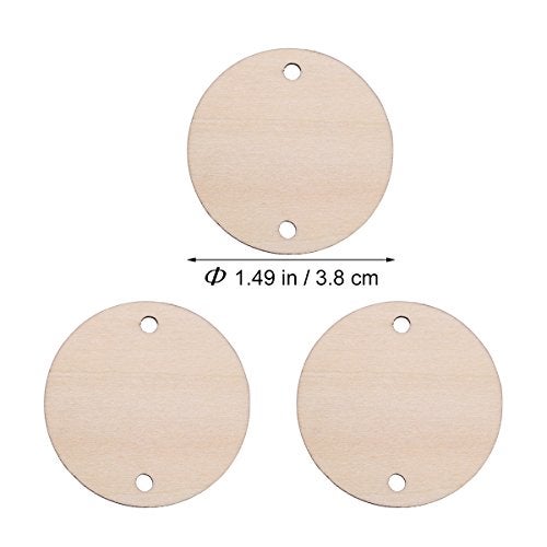 ULTNICE Wooden Discs with Holes Unfinished Wood Tag Coin Circles for Birthday Board DIY Family Art Project 60pcs - Image 2