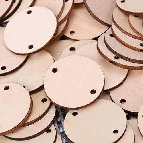 ULTNICE Wooden Discs with Holes Unfinished Wood Tag Coin Circles for Birthday Board DIY Family Art Project 60pcs - Image 4