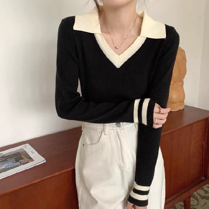 2024 Autumn Winter Slim Fit Knit Polo Black 