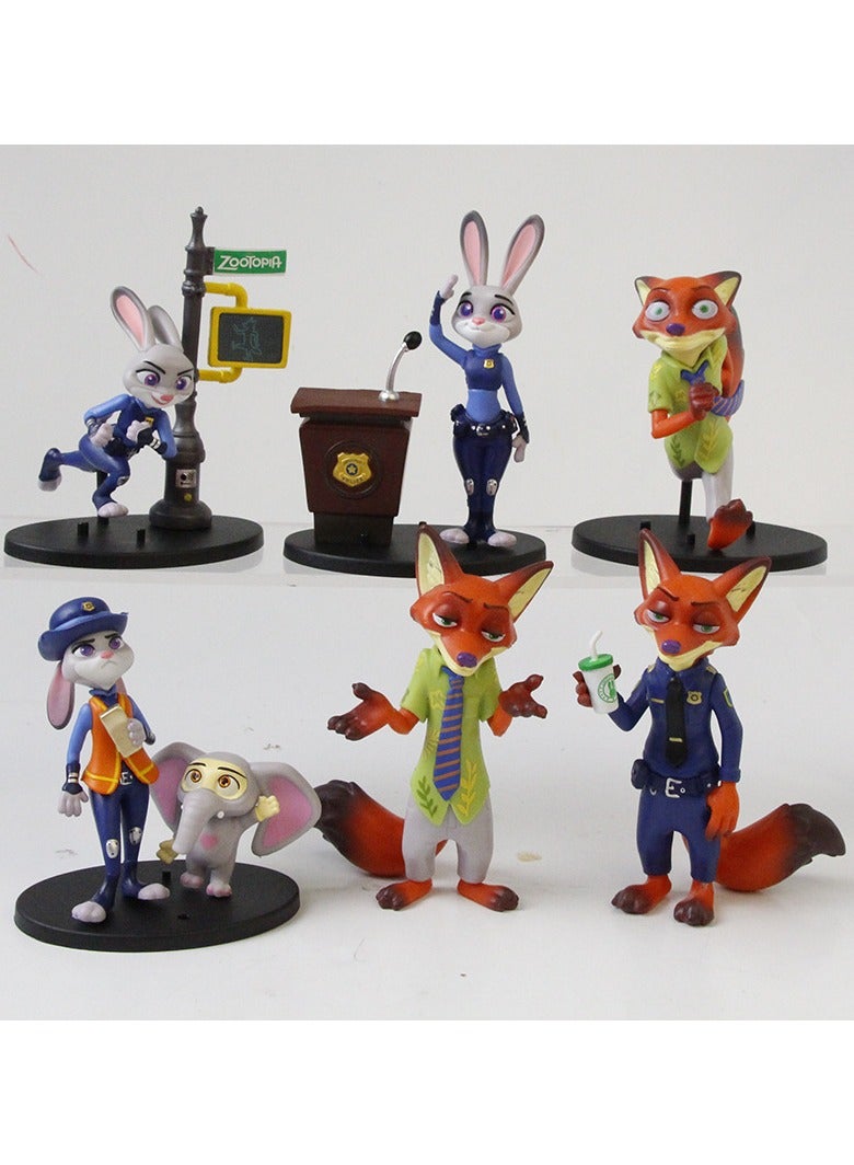 عام طقم تماثيل زوتوبيا مكوّن من 6 قطع، زينة مكتبية أو لأعياد الميلاد، يصلح كهدية لأصدقاء ومحبي زوتوبيا. - Image 1