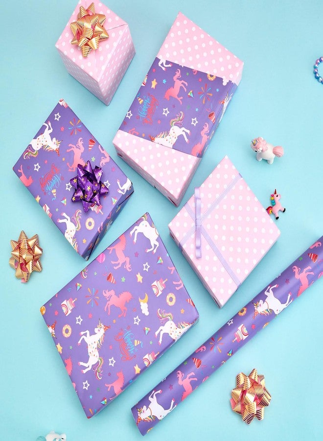 WERNNSAI Unicorn Princess Wrapping Paper Roll - 1 Roll 17” x 33 ft Happy Birthday Wrapping Paper Roll Kids Unicorn Birthday Gift Wrap Roll Girls Princess Theme Party Favor Baby Shower Design - Image 5