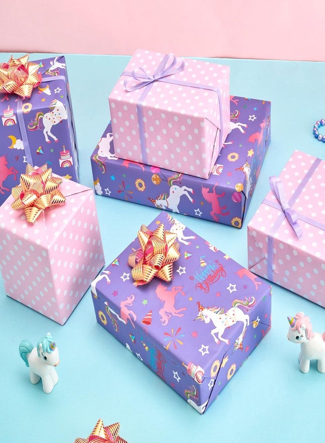 WERNNSAI Unicorn Princess Wrapping Paper Roll - 1 Roll 17” x 33 ft Happy Birthday Wrapping Paper Roll Kids Unicorn Birthday Gift Wrap Roll Girls Princess Theme Party Favor Baby Shower Design - Image 4