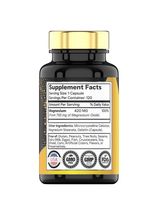 tnvitamins Magnesium Oxide 420mg - 120 Capsules | 4 Month Supply! | 100% Daily Value of Magnesium Oxide in One Capsule | Oxido de Magnesio | Non-GMO, Made in The USA - Image 2