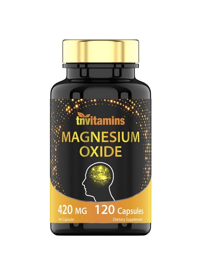 tnvitamins Magnesium Oxide 420mg - 120 Capsules | 4 Month Supply! | 100% Daily Value of Magnesium Oxide in One Capsule | Oxido de Magnesio | Non-GMO, Made in The USA - Image 1