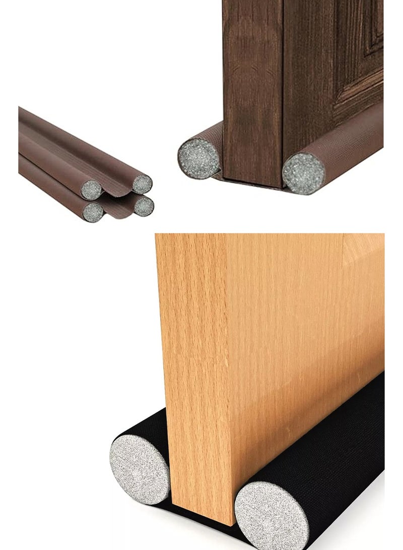 Lacoz Under Door Draft Stopper Guard Adjustable Twin Home Soundproof Dust Proof Seal Strip Door Window Insulation Draft Blocker Pack of 2 Black, Brown - Image 1