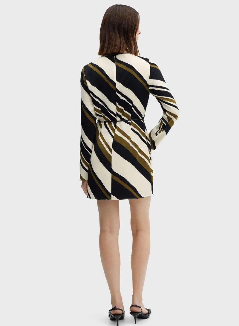 MANGO Striped Longsleeve Dress