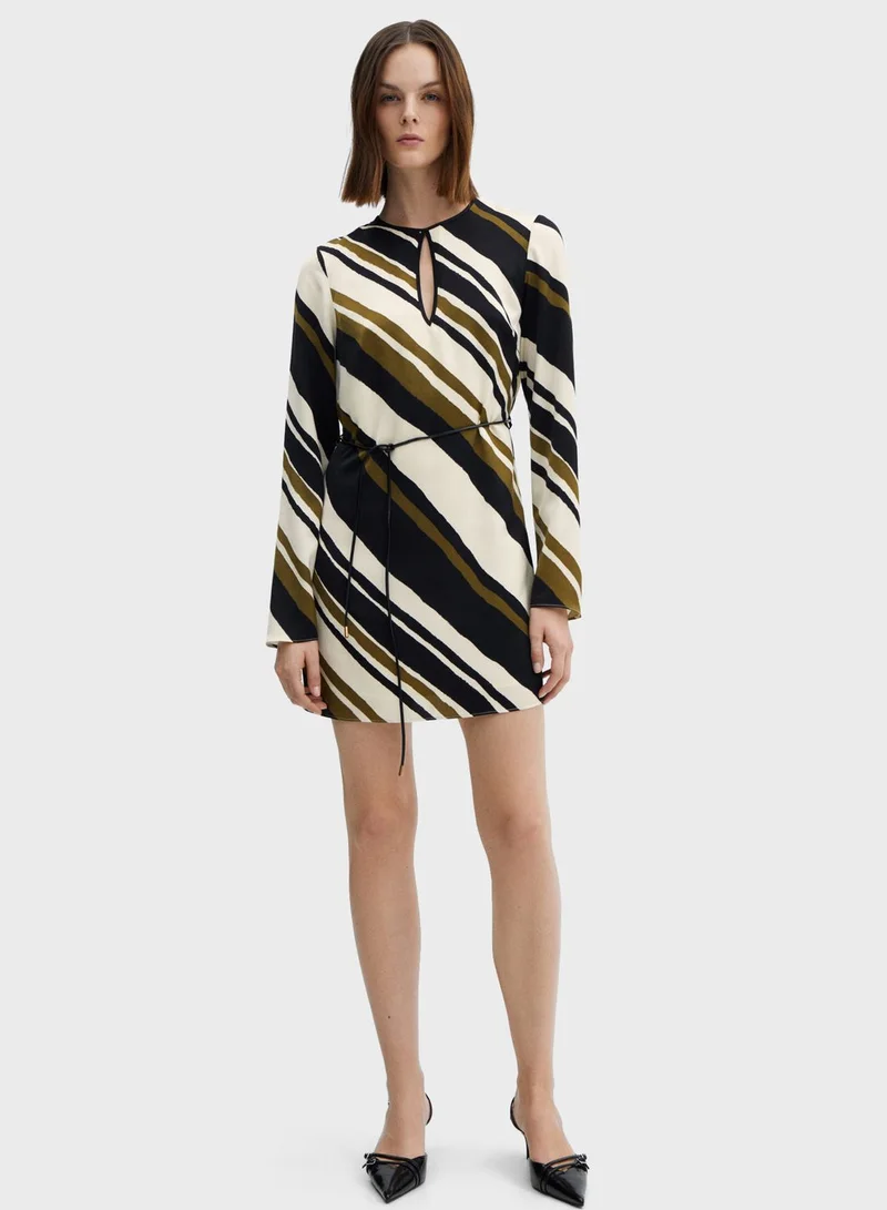 MANGO Striped Longsleeve Dress