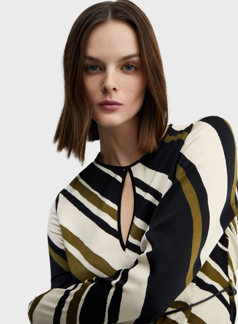 MANGO Striped Longsleeve Dress