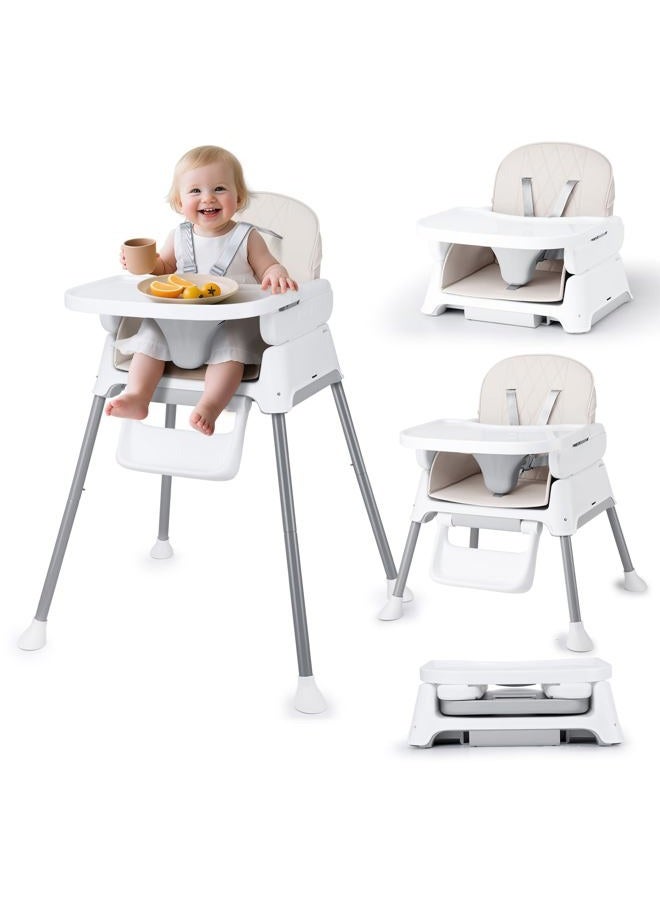Bellababy 3 in 1 Baby High Chair, Bellababy Adjustable Convertible Chairs for Babies and Toddlers, Compact/Light Weight/Portable/Easy to Clean, Beige - Image 1