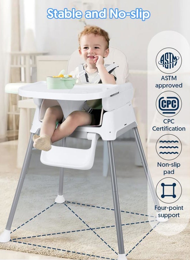 Bellababy 3 in 1 Baby High Chair, Bellababy Adjustable Convertible Chairs for Babies and Toddlers, Compact/Light Weight/Portable/Easy to Clean, Beige - Image 3