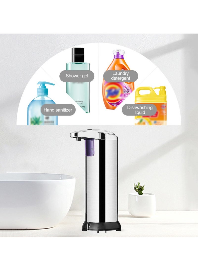 Loquat 250ml Automatic Liquid Soap Dispenser, Battery Operated Hand Soap Dispenser with 3 Adjustable Soap Dispensing Volume Touchless Dish Soap Dispenser Waterproof - Image 2