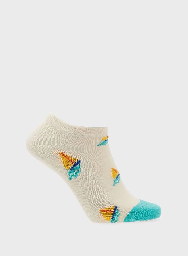 Happy Socks 2 Pack Lemonade Ankle Socks