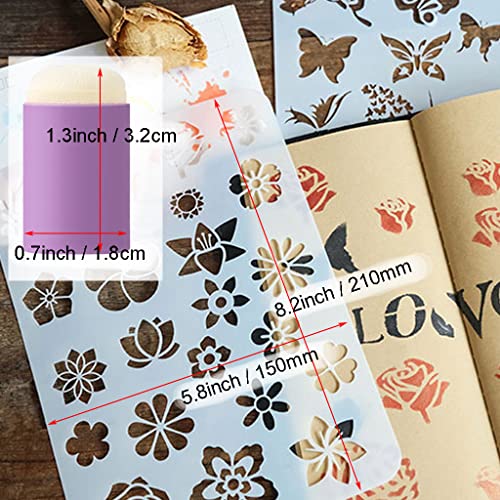 JZTang Stencils for Painting Set 5 Pcs Painting Stencils Leaves Flowers Butterflies Snowflakes Stars Stencils for Crafts 5 Pcs Finger Painting Sponge for Art DIY Craft Card Gift Tags and Scrapbooking - Image 5