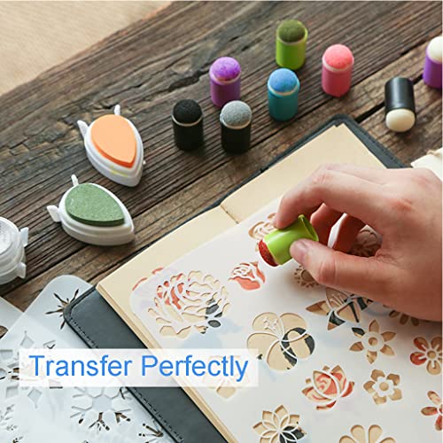 JZTang Stencils for Painting Set 5 Pcs Painting Stencils Leaves Flowers Butterflies Snowflakes Stars Stencils for Crafts 5 Pcs Finger Painting Sponge for Art DIY Craft Card Gift Tags and Scrapbooking - Image 3