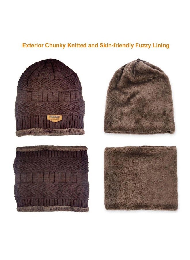 HINDAWI Winter Beanie Hat Scarf Gloves Slouchy Snow Knit Skull Cap Infinity Scarves Touch Screen Mittens for Women - Image 3
