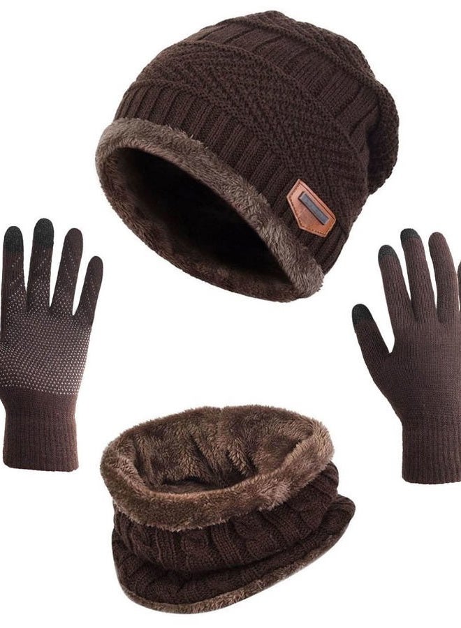 HINDAWI Winter Beanie Hat Scarf Gloves Slouchy Snow Knit Skull Cap Infinity Scarves Touch Screen Mittens for Women - Image 1