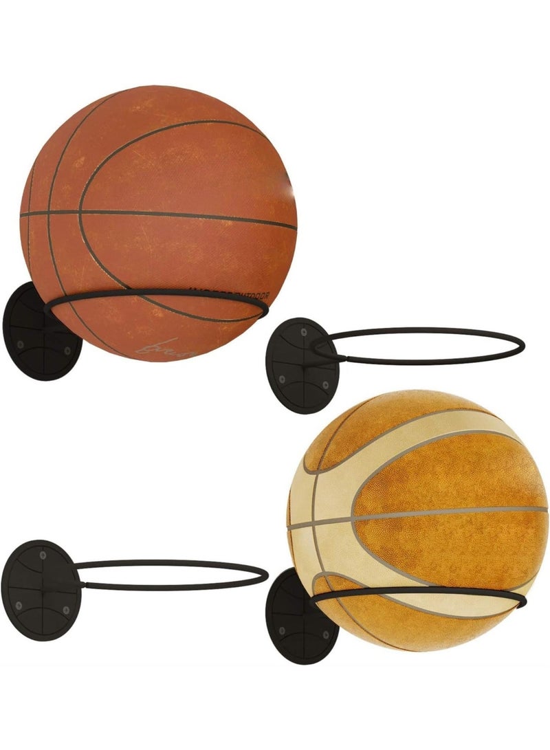 Generic Ball Storage Rack Wall Mounted Set of 4, Soccer Ball, Volleyball and Basketball Rack, Metal - Image 1