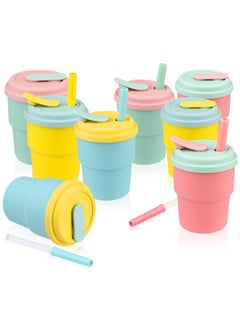 Generic Kids Cups With Straws And Lids Kids Tumbler Set, Bpa Free Toddler Straw Cups With Silicone Sleeves & Silicone Straws With Stopper, Spill Proof Cups For Kids, Smoothie Cups 8-Piece  - Image 1