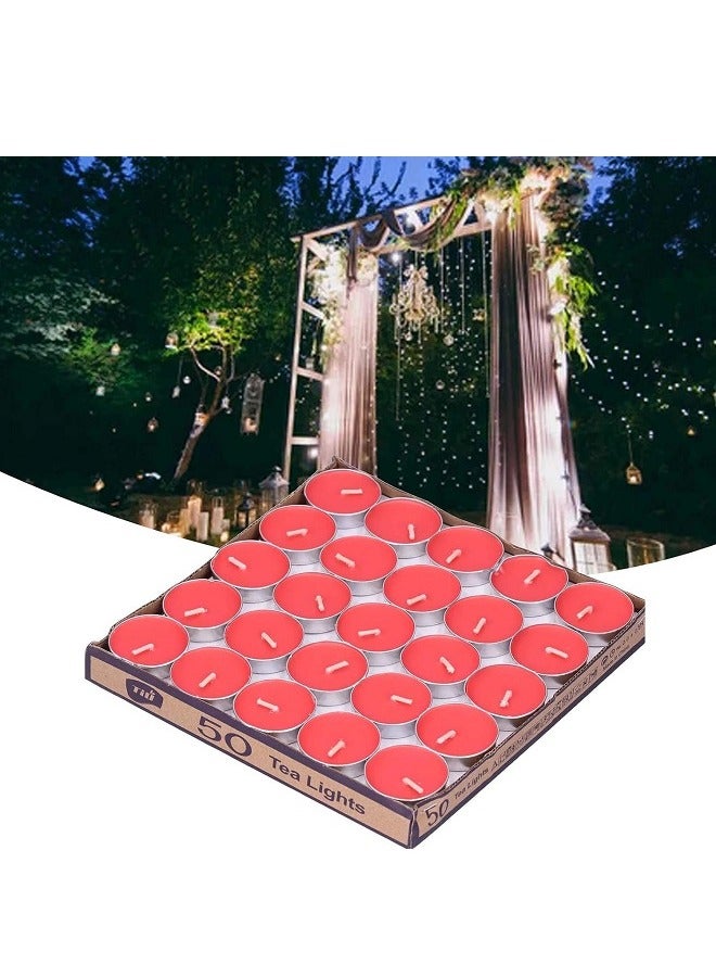 تي لايت شمع فواحه احمر بدون رائحه 50 قطعه صغيرة  عالي الجوده من تي لايت - Image 3