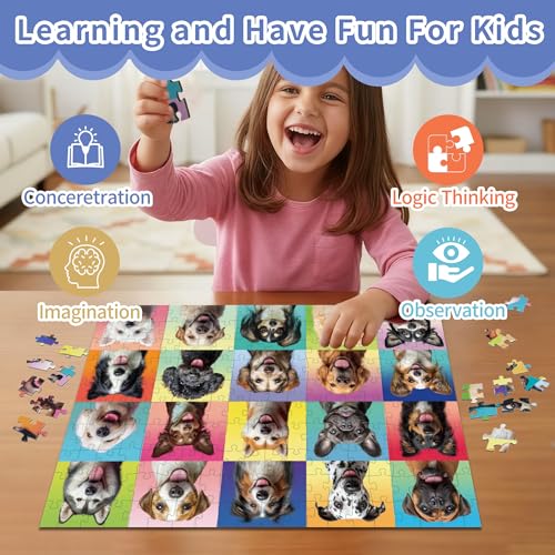 OSBOO Dog Puzzles for Kids Ages 68 810 200 Pieces Jigsaw Puzzle for Kids and Adults Multicolor Puppy Theme Puzzles for Children Christmas Collection Gift - Image 5