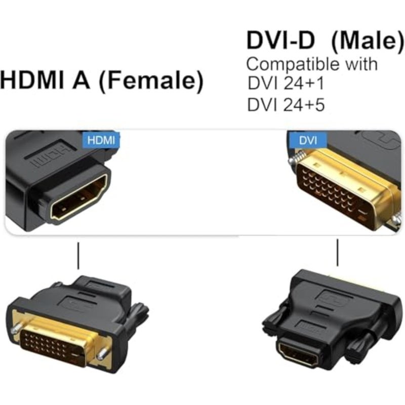محول DVI إلى HDMI، محول HDMI أنثى مزدوج الحزمة إلى DVI-D 24+5 ذكر، نقل إشارة عالي السرعة لأجهزة عرض الكمبيوتر المحمول - Image 2