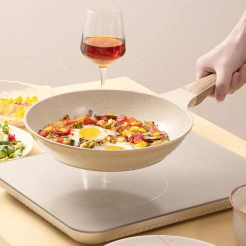 VDNSI Non Stick Egg Frying pan with Blocks Granite Fry pan for Cooking with Wooden Handle uttapam Frying pan Egg Omelette pan Round with Detachable Handle (Kadhai pan 22CM) - Image 2