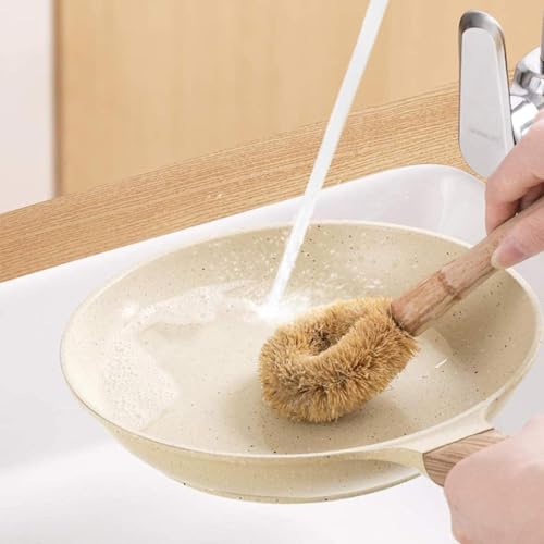 VDNSI Non Stick Egg Frying pan with Blocks Granite Fry pan for Cooking with Wooden Handle uttapam Frying pan Egg Omelette pan Round with Detachable Handle (Kadhai pan 22CM) - Image 3