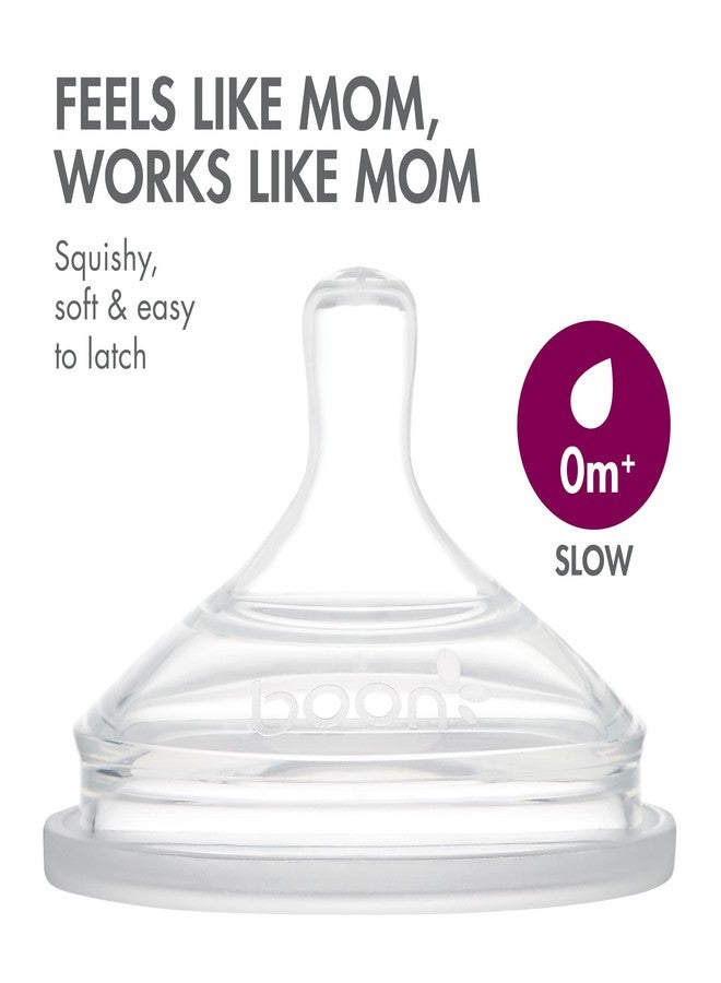 Boon Nursh Reusable Silicone Pouch Baby Bottles - Slow Flow Nipple - Silicone Baby Bottle Pouch and Nipple - Baby Feeding Essentials - Gray - 0-3 Months - 3 Count - 4 Ounce - Image 5