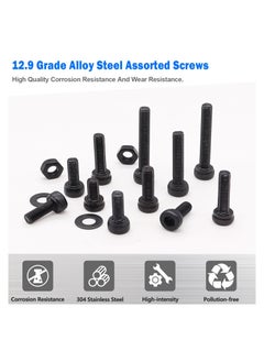 Generic M2 Small Screw Assortment Suitable for 3D Printer DIY, M2 x 4/6/ 8/10/12/16/20mm Hex Socket Head Cap Screws Bolts Nuts Kit, 520PCS 12.9 Grade Alloy Steel Assorted Screws with Hex Wrench  - Image 4