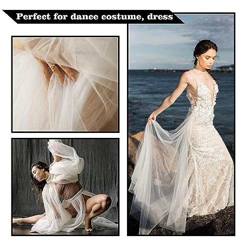 VoizVony Mesh Fabric 4-Way Stretch Power Mesh 1 Yards Long 60" Wide Lightweight Sheer (White) - Image 5