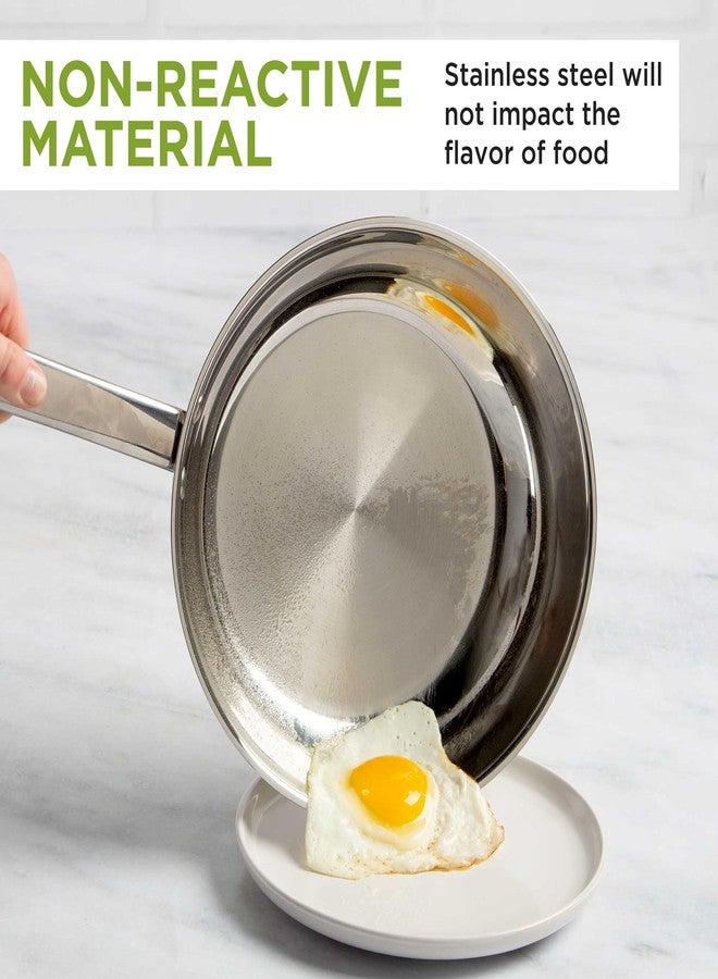 Ecolution Classic Stainless Steel Fry Pan, Professional Quality Sauté, Encapsulated Base, Comfort Grip Riveted Handles, All Cooktop Safe, Oven Safe, Dishwasher Safe, 9.5-Inch - Image 4