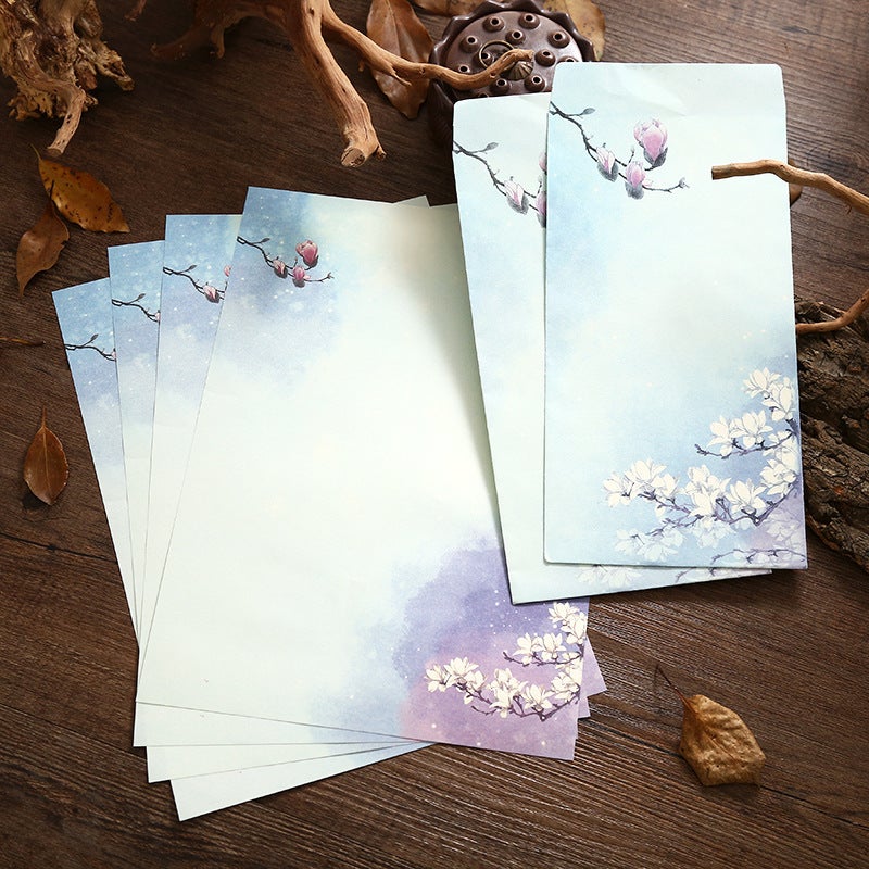 Chinese Style Letter Paper Set Romantic Retro Aesthetic Confession Love Letter Paper 4 Letter Paper + 2 Envelopes - Image 1
