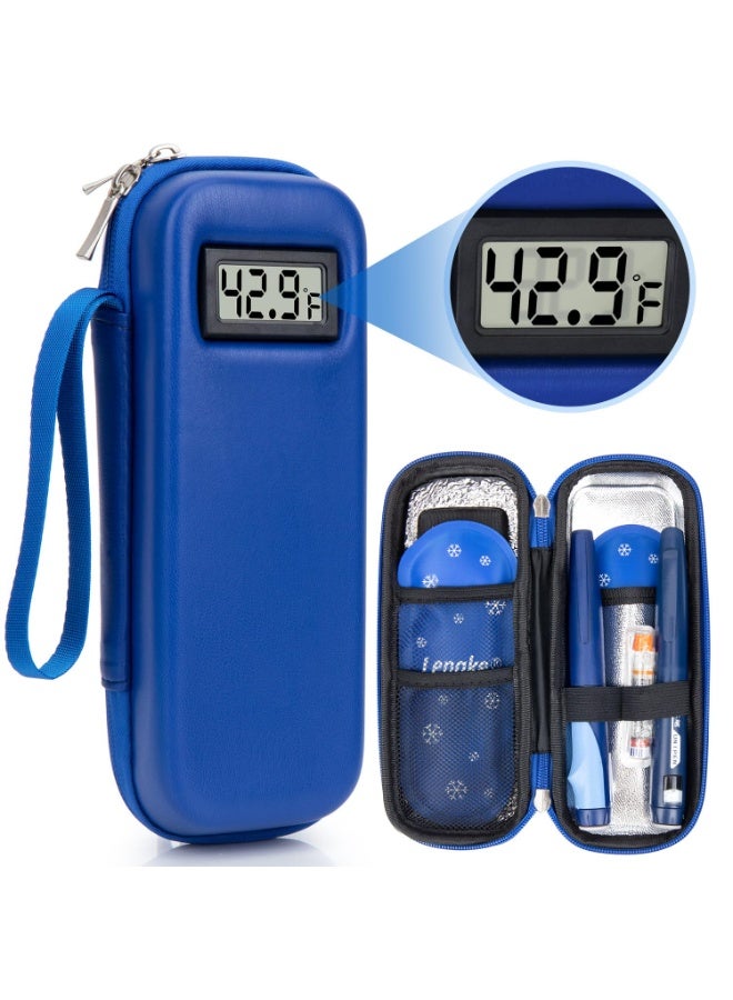 ريد ليف حقيبة تبريد الأنسولين للسفر معتمدة من إدارة أمن النقل الأمريكية، مزودة بشاشة عرض درجة الحرارة، حقيبة تبريد محمولة لقلم الأنسولين، حقيبة تبريد للأنسولين، مستلزمات السفر لمرضى السكري (أزرق) - Image 1