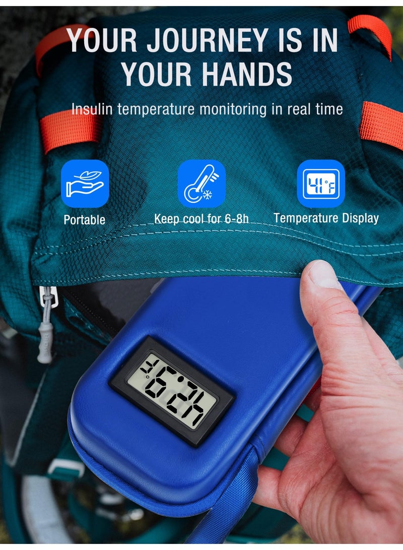 ريد ليف حقيبة تبريد الأنسولين للسفر معتمدة من إدارة أمن النقل الأمريكية، مزودة بشاشة عرض درجة الحرارة، حقيبة تبريد محمولة لقلم الأنسولين، حقيبة تبريد للأنسولين، مستلزمات السفر لمرضى السكري (أزرق) - Image 2
