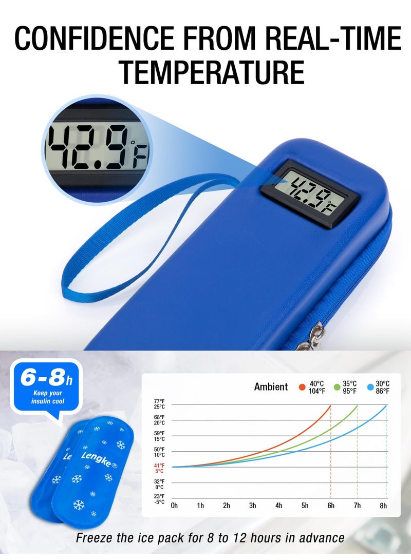 ريد ليف حقيبة تبريد الأنسولين للسفر معتمدة من إدارة أمن النقل الأمريكية، مزودة بشاشة عرض درجة الحرارة، حقيبة تبريد محمولة لقلم الأنسولين، حقيبة تبريد للأنسولين، مستلزمات السفر لمرضى السكري (أزرق) - Image 3