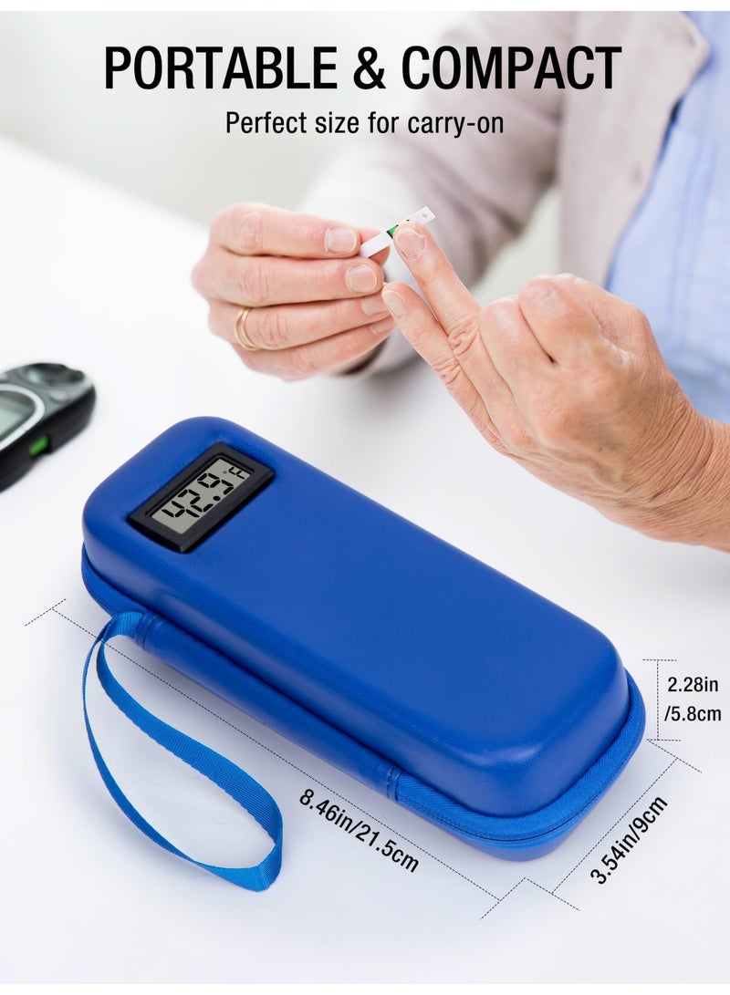 ريد ليف حقيبة تبريد الأنسولين للسفر معتمدة من إدارة أمن النقل الأمريكية، مزودة بشاشة عرض درجة الحرارة، حقيبة تبريد محمولة لقلم الأنسولين، حقيبة تبريد للأنسولين، مستلزمات السفر لمرضى السكري (أزرق) - Image 4