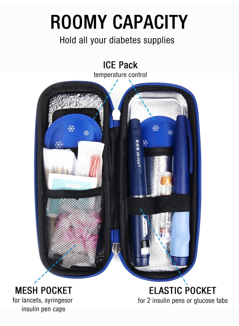 ريد ليف حقيبة تبريد الأنسولين للسفر معتمدة من إدارة أمن النقل الأمريكية، مزودة بشاشة عرض درجة الحرارة، حقيبة تبريد محمولة لقلم الأنسولين، حقيبة تبريد للأنسولين، مستلزمات السفر لمرضى السكري (أزرق) - Image 5