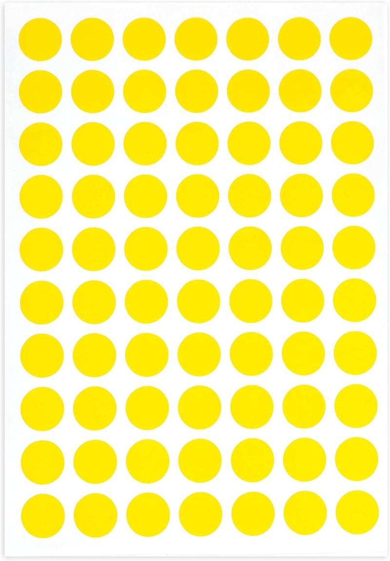 PARLAIM 1050 3/4" Round Color Coding Circle Dot Labels Sticker, 15 Sheets, 0.75 inch Yellow Sticker - Image 1