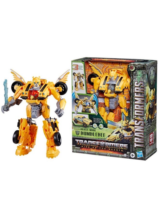 Transformers Toys Rise of The Beasts Movie, Beast Mode Bumblebee Converting Toy with Lights and Sounds, Ages 6 and up, 10 inch - Image 1