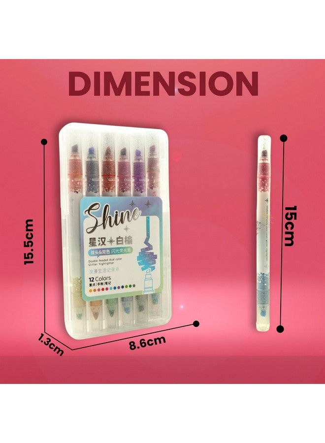 ويش كي أقلام تحديد لامعة مزدوجة الرأس من ويشكي، حبر لامع غير سام، أقلام تمييز ملونة لامعة سريعة الجفاف، متعددة الأغراض، أدوات مكتبية للأطفال والكبار، من 8 سنوات فما فوق (عبوة من 6 قطع، متعددة الألوان) - Image 2