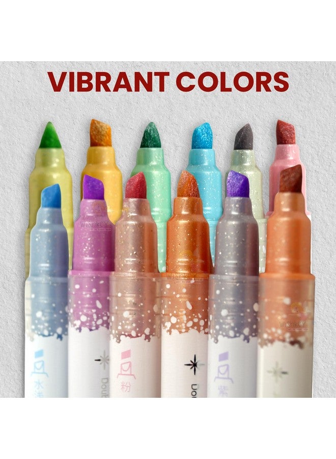 ويش كي أقلام تحديد لامعة مزدوجة الرأس من ويشكي، حبر لامع غير سام، أقلام تمييز ملونة لامعة سريعة الجفاف، متعددة الأغراض، أدوات مكتبية للأطفال والكبار، من 8 سنوات فما فوق (عبوة من 6 قطع، متعددة الألوان) - Image 5