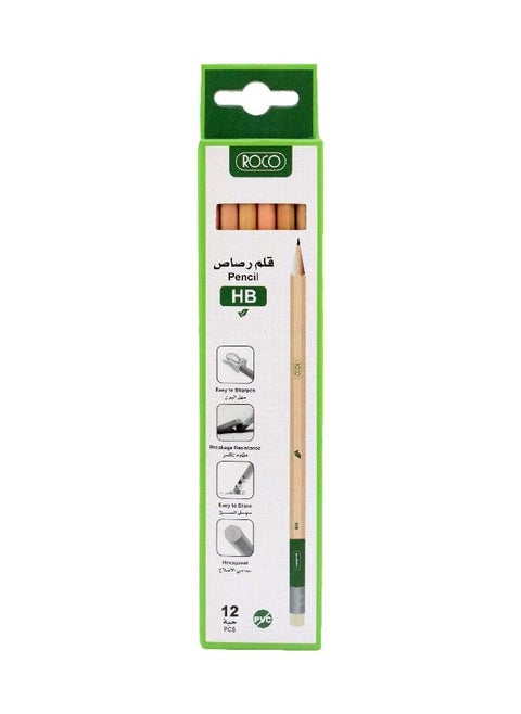 PENCIL WITH ERASER HB 12 PIECES