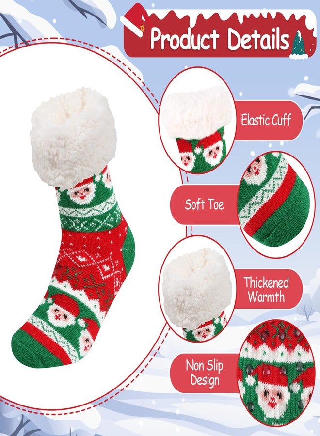 LOAVER Christmas Fuzzy Slipper Socks for Women,2 Pairs Anti Slip Fluffy Slipper Socks with Grippers for Chritsmas Holiday Gifts Party Home Decor - Image 2