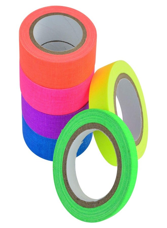 mifengda 12 Pack UV Blacklight Reactive 6 Color Fluorescent Tape Fluorescent Cloth Neon Gaffer Tape Reflective Adhesive Glow in The Dark Tapes, 0.59" x16.4ft Each Roll - Image 3