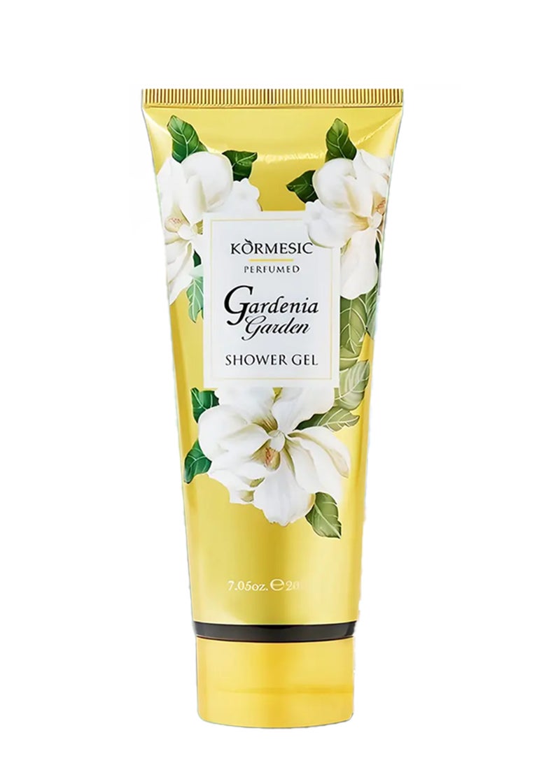 Kormesic جل استحمام جاردينيا 200 جرام مرطب بفيتامين C وزيت جوز الهند للتحكم في الزيت مهدئ ومنعش جل مرطب جل استحمام معطر جل استحمام معطر للجسم جاردينيا - Image 1