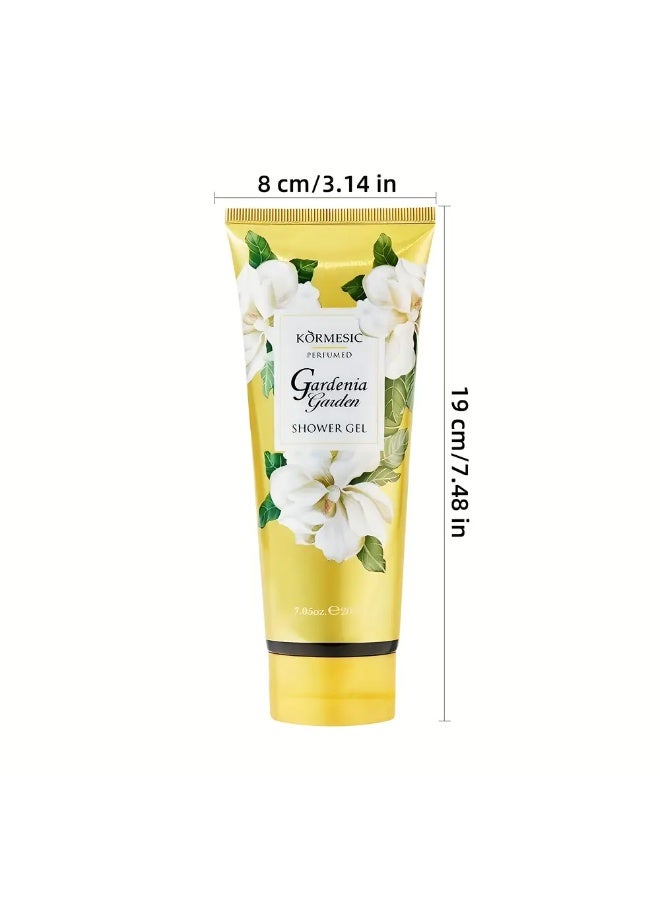 Kormesic جل استحمام جاردينيا 200 جرام مرطب بفيتامين C وزيت جوز الهند للتحكم في الزيت مهدئ ومنعش جل مرطب جل استحمام معطر جل استحمام معطر للجسم جاردينيا - Image 3