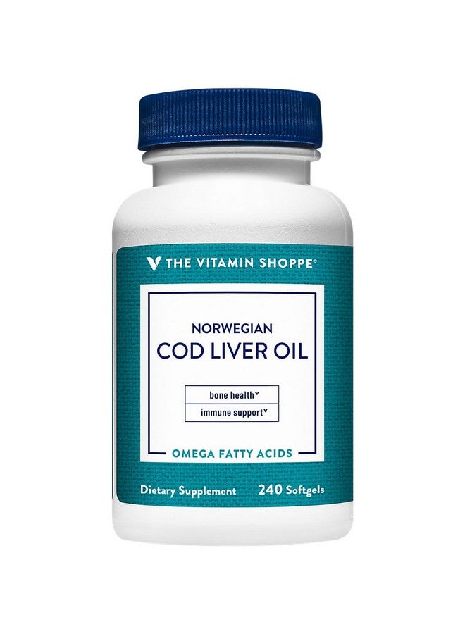 The Vitamin Shoppe Norwegian Cod Liver Oil, Natural Rich Source of Vitamins A & D, Natural Source of Omega-3s, Supports Heart & Brain Health (240 Softgels) - Image 2