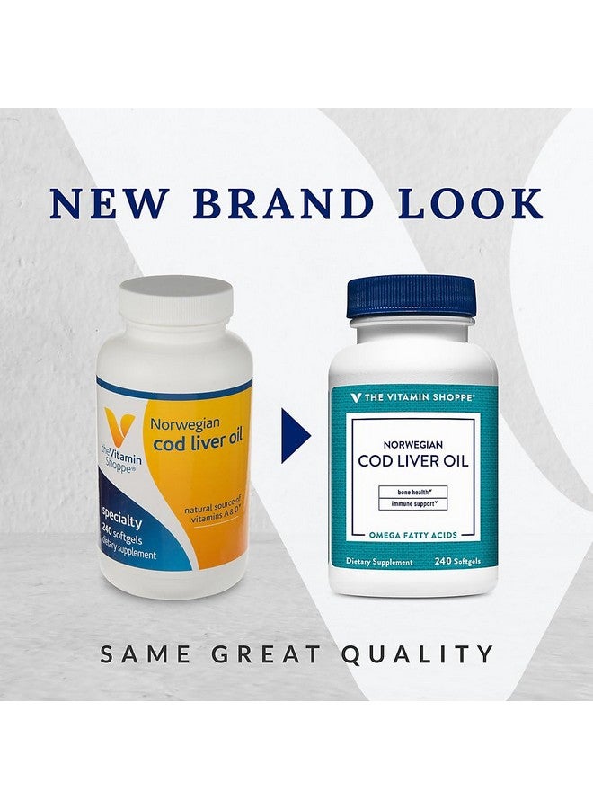 The Vitamin Shoppe Norwegian Cod Liver Oil, Natural Rich Source of Vitamins A & D, Natural Source of Omega-3s, Supports Heart & Brain Health (240 Softgels) - Image 3