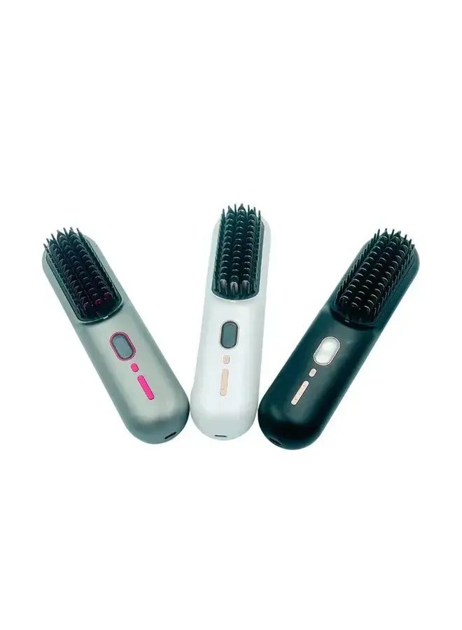 Wireless Straightening Comb, 35W, 7.4V/4800mAh*2 Battery, 50+ Minutes Runtime, Intelligent Temperature Control, Negative Ion, LCD Display, Silver