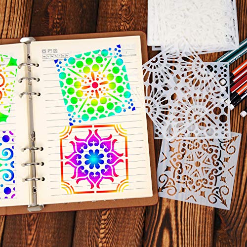 YUEAON 25-Pack (4x4 Inch) Painting Drawing Stencils Mandala Template for Stones Floor Wall Tile Fabric Wood Burning Art&Craft Supplies -reuseable - Image 5